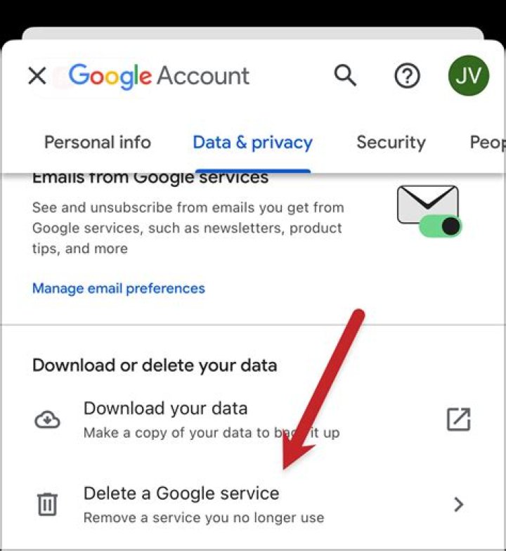 How do I delete a Gmail account from my tablet?