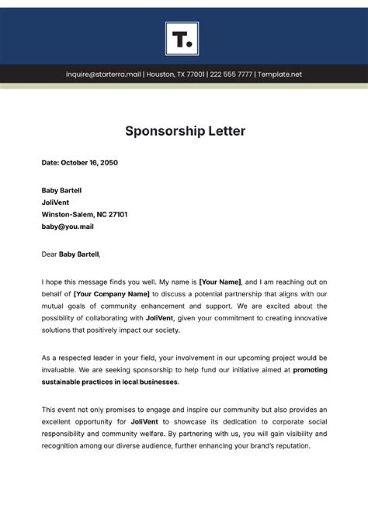 How do you write a sponsorship email?