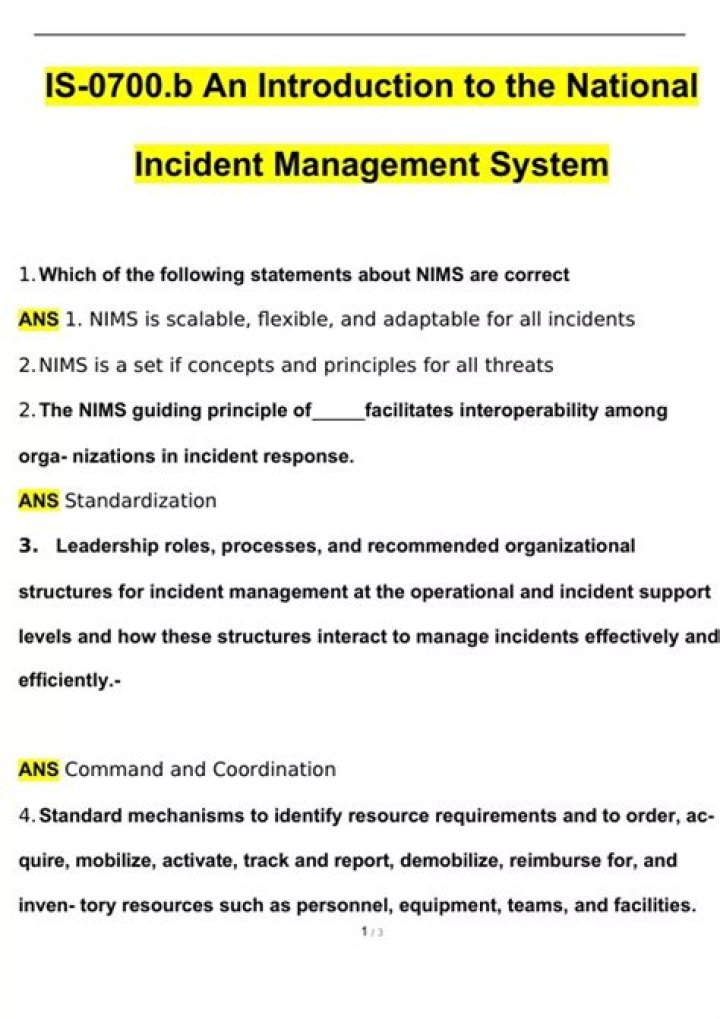 Is 0700 B An Introduction to the National Incident Management System?