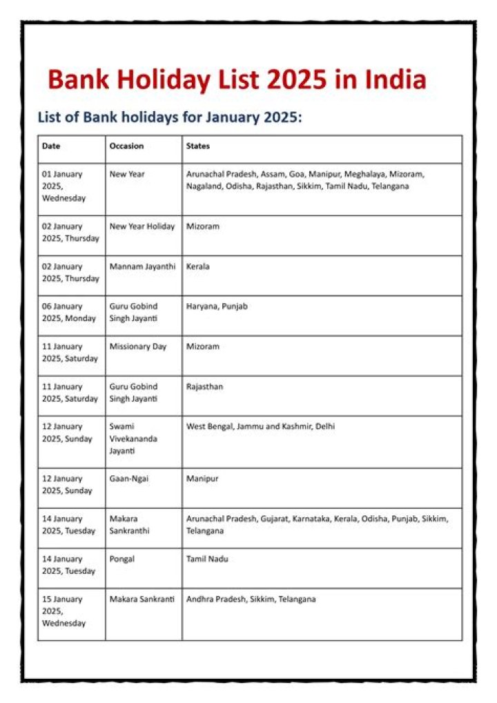 Is it a bank holiday tomorrow in India?