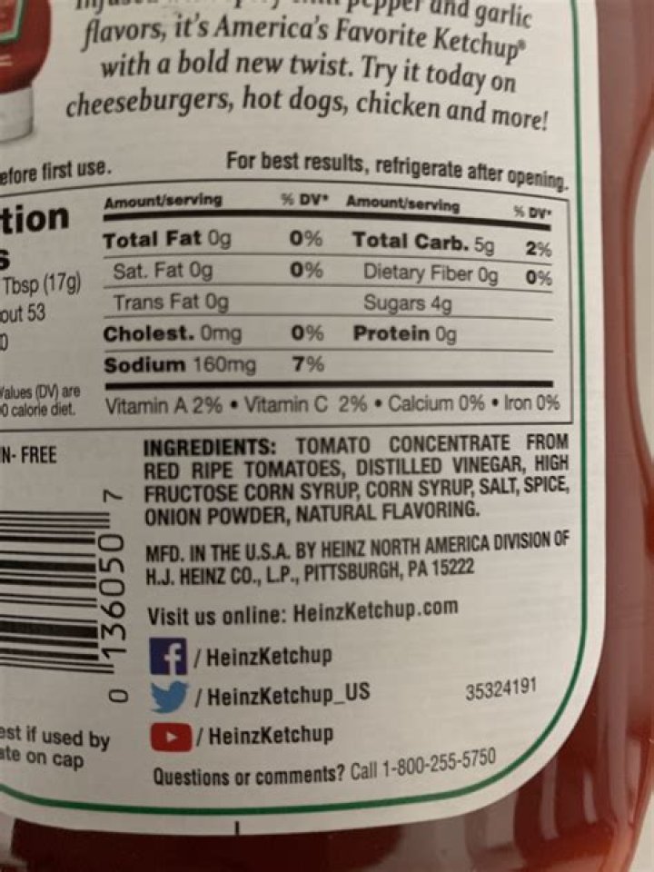 What are the ingredients in Heinz Tomato Ketchup?