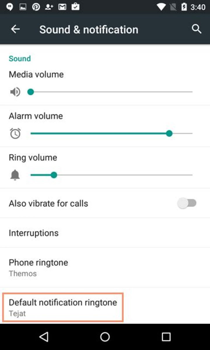 What does default notification ringtone mean?