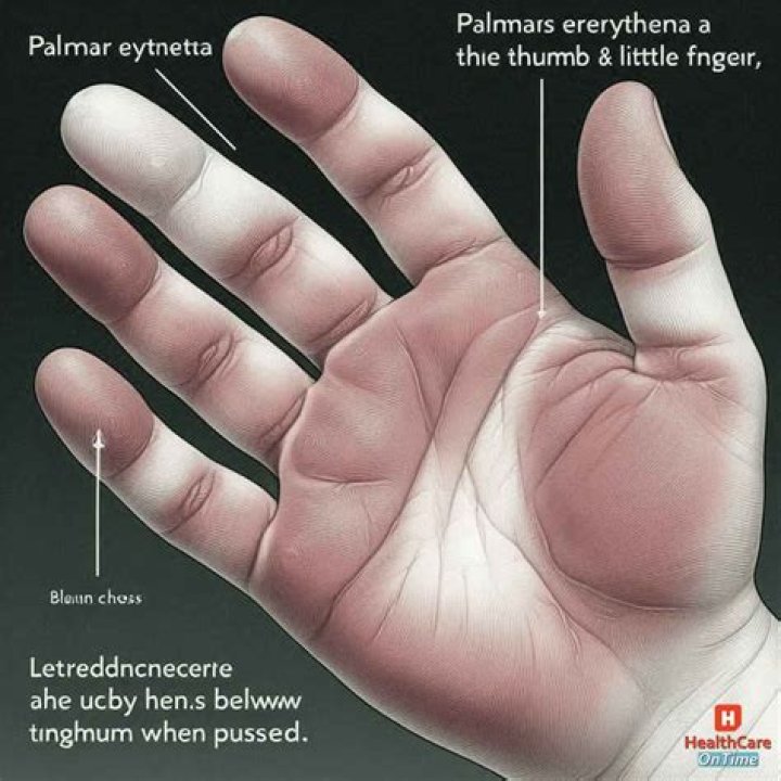 What does palmar erythema indicate?