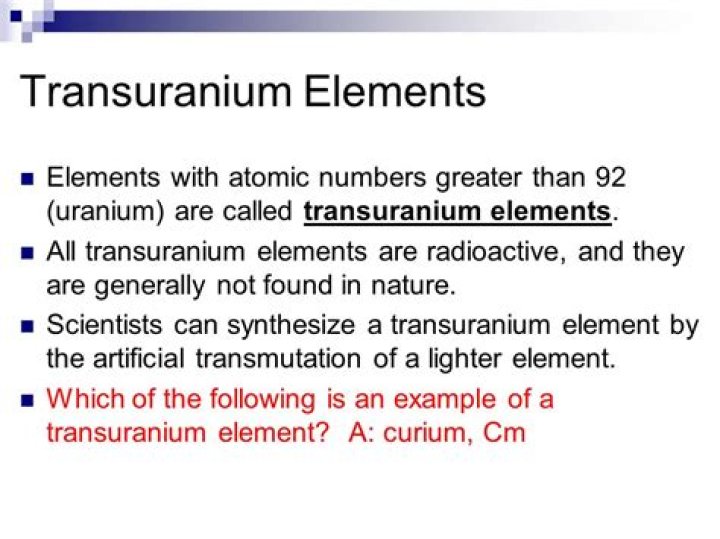 What elements are transuranium? | ContextResponse.com
