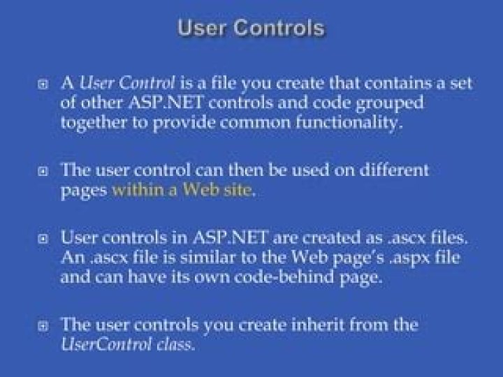 What is UserControl in asp net?
